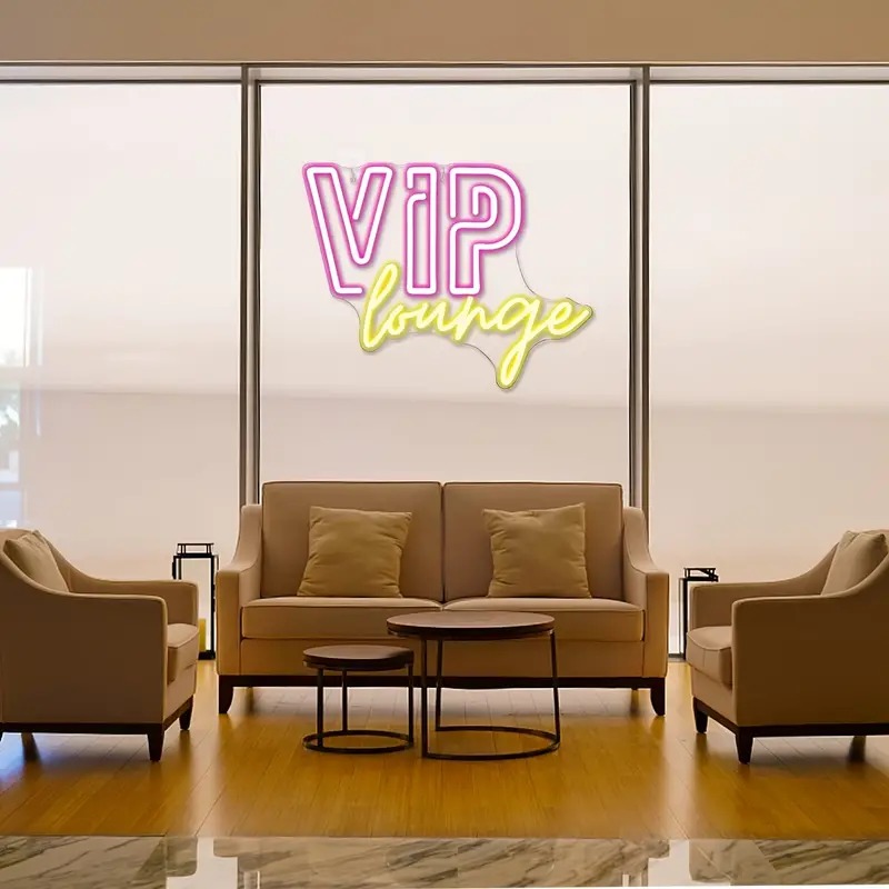 Custom VIP Lounge Neon Sign USB Powered LED Wall Light with Plastic Body for Bar, Club, Game Room, Personalized Neon Decoration