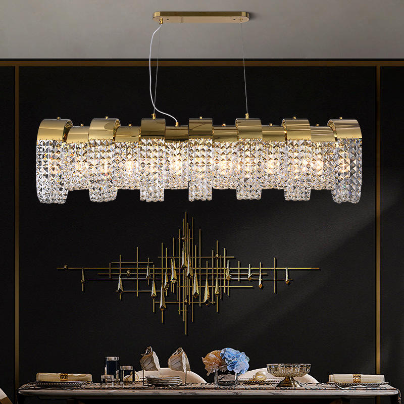 Custom Home Office Hotel Villa Gold LED Luxury Chandelier AC Compatibility Stainless Steel Crystal Modern Design for High