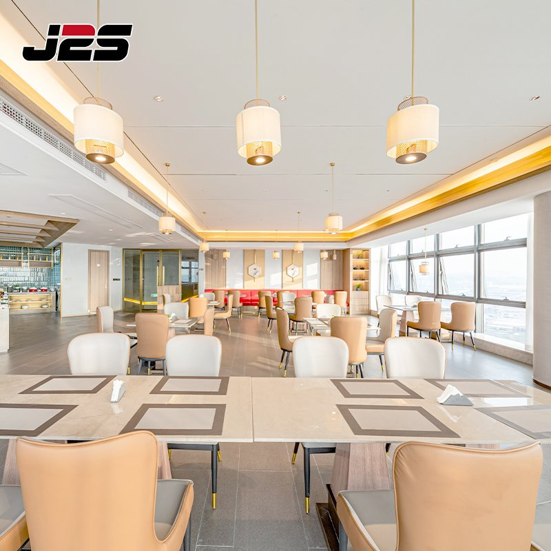 Premium Commercial Restaurant Furniture Metal Leg Chair Marble Buffet Counter Rectangular Table VIP Hotel Lounge Area