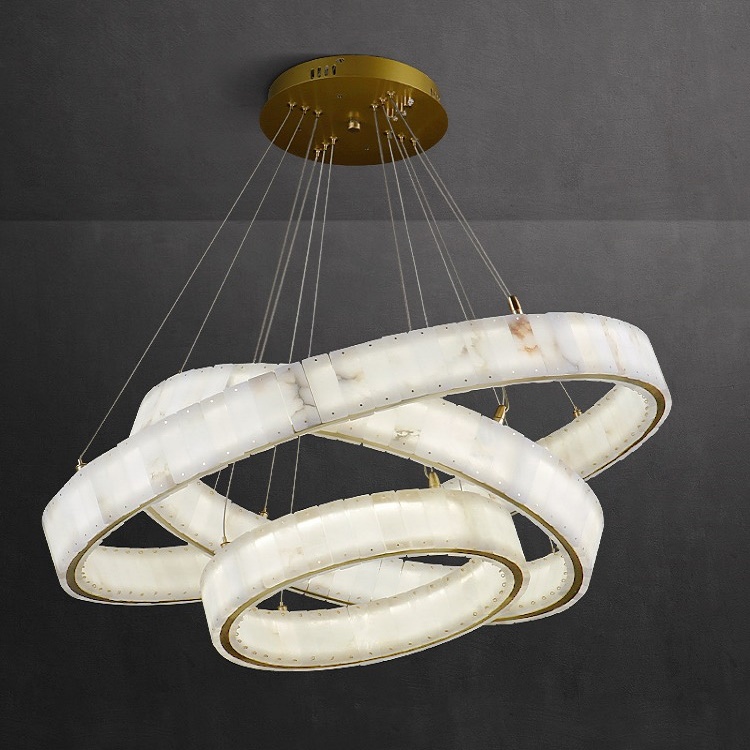 Spanish Hot Selling Unique Creative Marble Strip Lighting Factory Alabaster Art Chandelier For Villa Hotel Conference Room