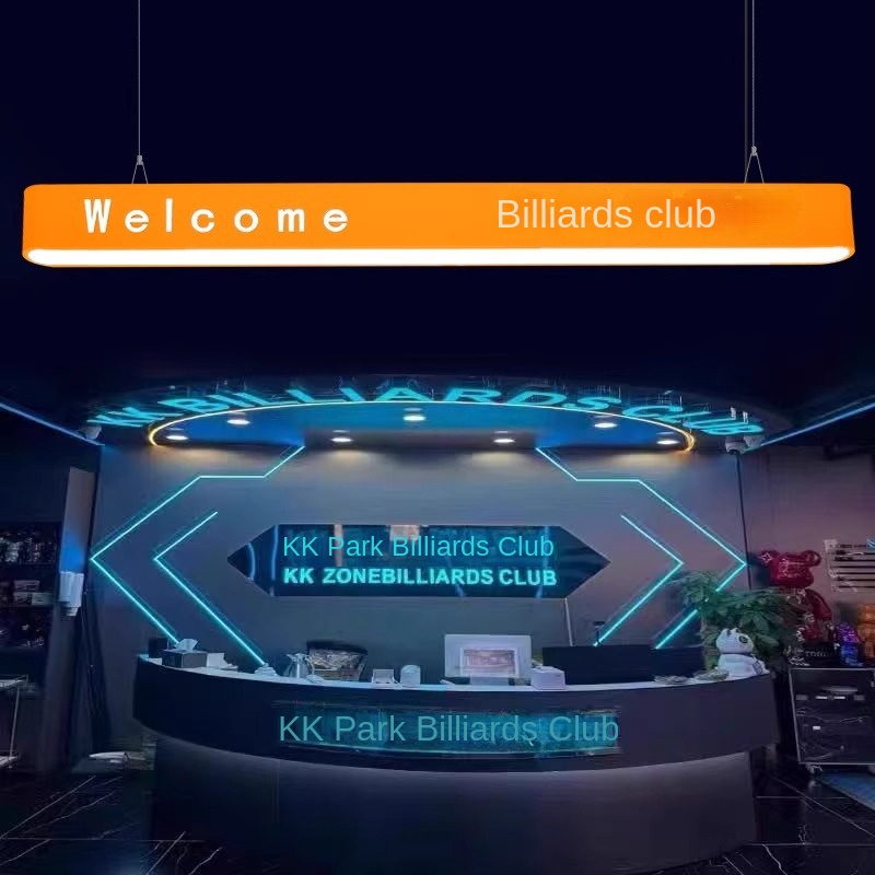 Letter-cutout Logo Illuminated Iron LED Chandelier 6000K Color Temperature for Coffee Shop Clothing Store Reception Desk More