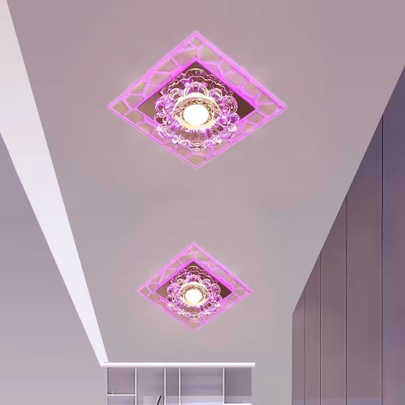 LED Colorful Dimmable IP44 Modern Crystal Ceiling Light for Living Room Corridor/Aisle Balcony/Entrance Hotel Apartment KTV/Bar