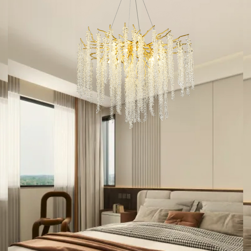 Direct Factory Sale Modern Luxury Handmade Gold Crystal Chandelier for Home Office Living Room Villa Hall Restaurant