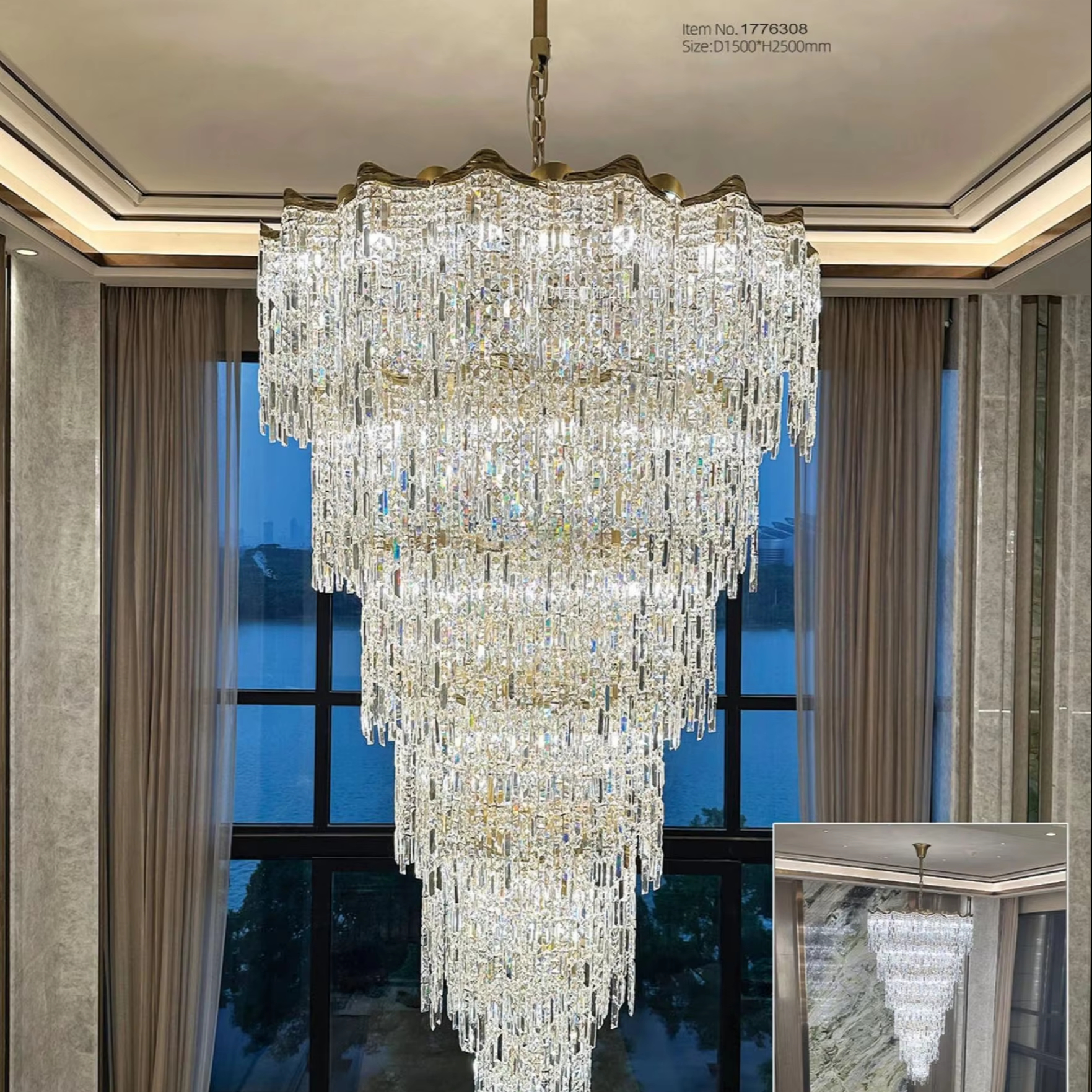 Customized Hotel Lobby Light Ceiling Crystal Modern Decorative Led Bar Home Decor Hanging Lights for Living Room