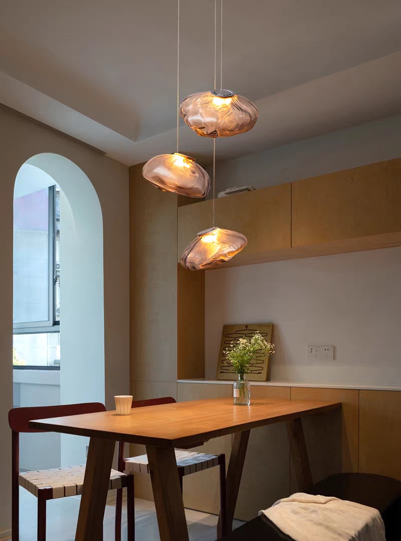 VEKO Clear cognac Smokey Glass Chandelier Staircase Hotel Lobby Art Glass High Ceiling Lamp Project Modern Chandelier