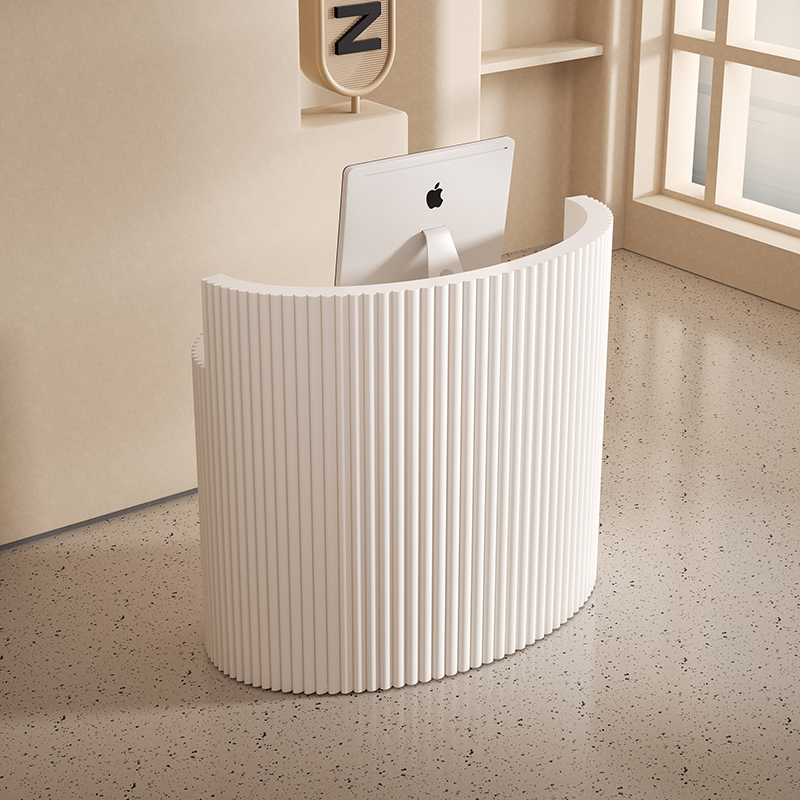Factory Direct Sales Customizable Macaron Arc Reception Desk for Beauty Salons Hotels Malls Gyms Modern LED Light Made MDF