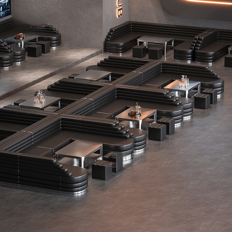 Indoor Bar Exterior Hall Wine Cellar Nightclub Hookah Lounge Furniture Dance Club Pub Disco U Shape Leather VIP Bar Sofa Sets