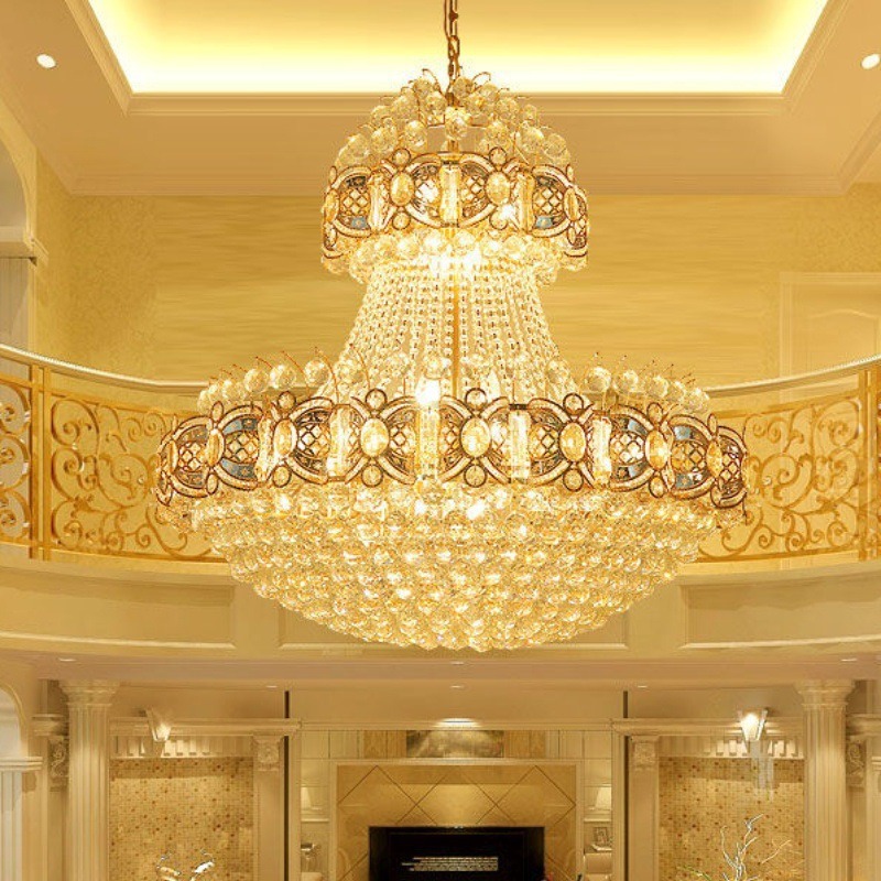 villa retest building living room large Luxury custom led gold mosque crystal chandelier light