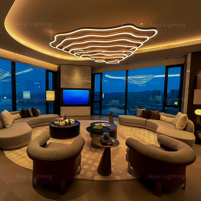 Customized Modern Light Luxury Villa Living Room Hotel Lobby Sales Office Mountain Range Chandelier
