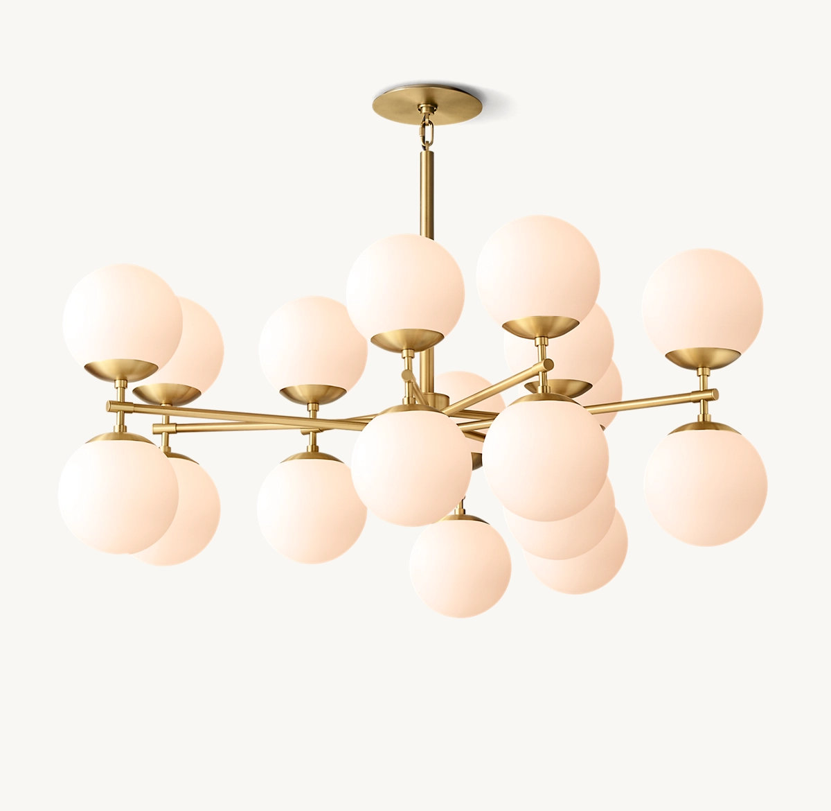 Elegant Brass Material Six-Arm Glass Ball Pendant Light Middle Sizer Lamp for Hotel Mobile Homes Restaurants Offices Room Spaces