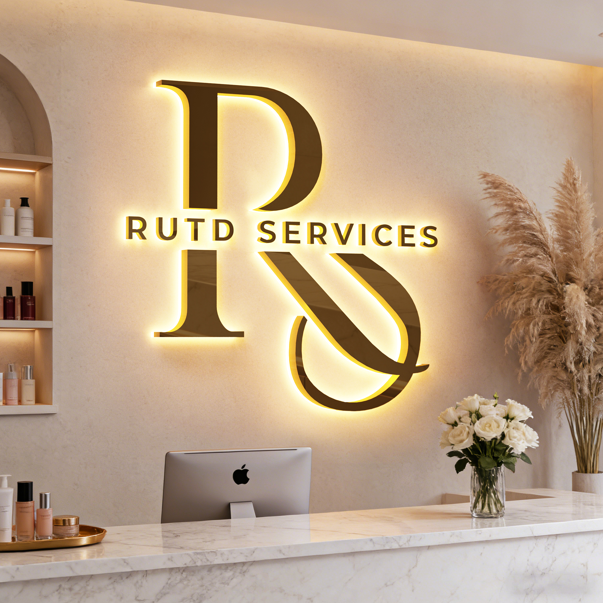 Factory Wholesale Custom Business 3d Backlit Logo Channel Wooden Acrylic Led Letters Sign For Beauty Salon