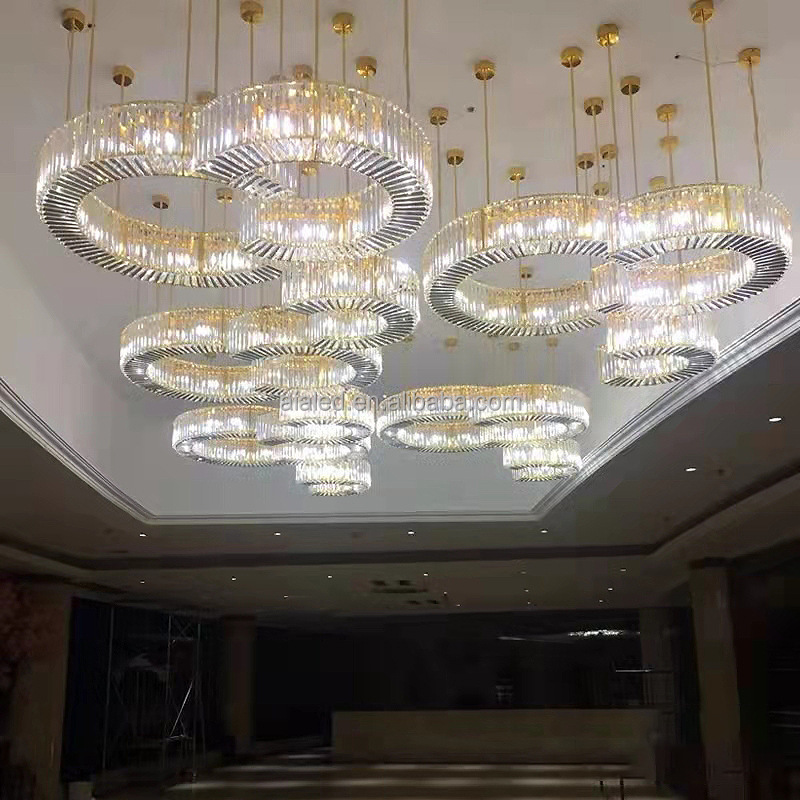 Hotel Pendant Lighting Manufacturer C-shaped DIY Crystal Lamp Luxury Sales Office Lobby Lamps Exhibition Hall Chandelier