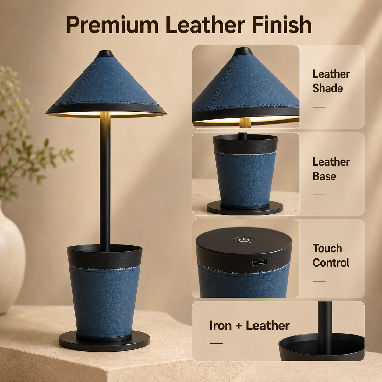 Wood 4000mAh Cordless LED Adjustable Table Lamp Rechargeable Touch Dimmable Cafe Bar Lounge Hotel Home Decor Wholesale