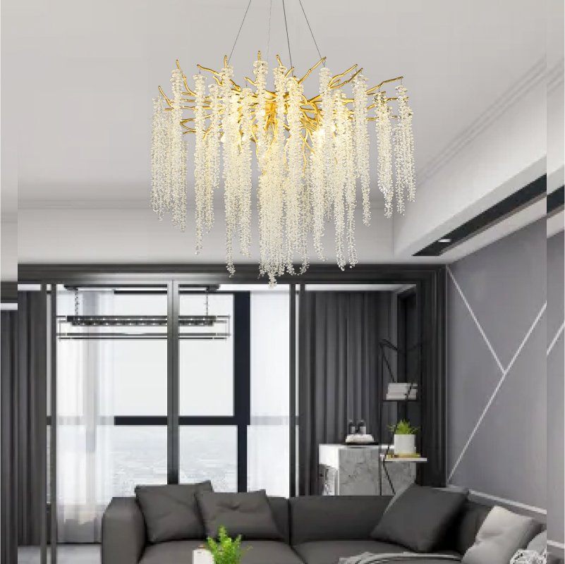 Direct Factory Sale Modern Luxury Handmade Gold Crystal Chandelier for Home Office Living Room Villa Hall Restaurant