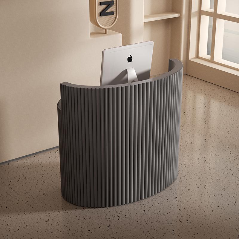 Factory Direct Sales Customizable Macaron Arc Reception Desk for Beauty Salons Hotels Malls Gyms Modern LED Light Made MDF
