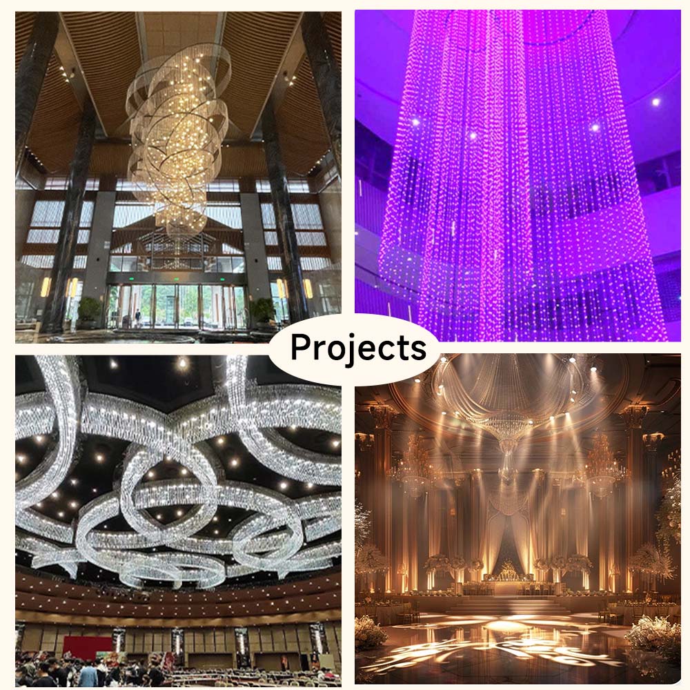 Free Design Custom Engineering Chandeliers for Hotel Conference Hall Building Reception Commercial Luxury Pendant Light