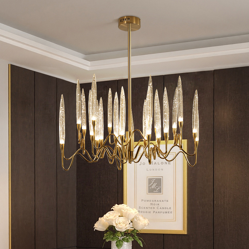 Shop Bar Front Line Luxury Lighting Modern Hanging Lamp Dining Room Chandelier Golden Chandelier 80 Home Office Iron + Acrylic