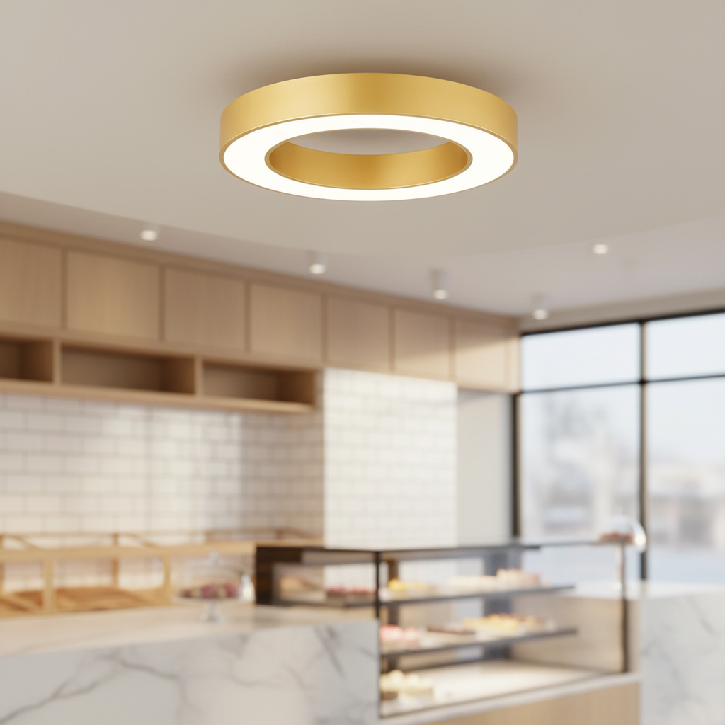 Golden Pendant Linear Ring Oval Lights for Reception, Lobby, Supermarket, Mall Engineering Projects