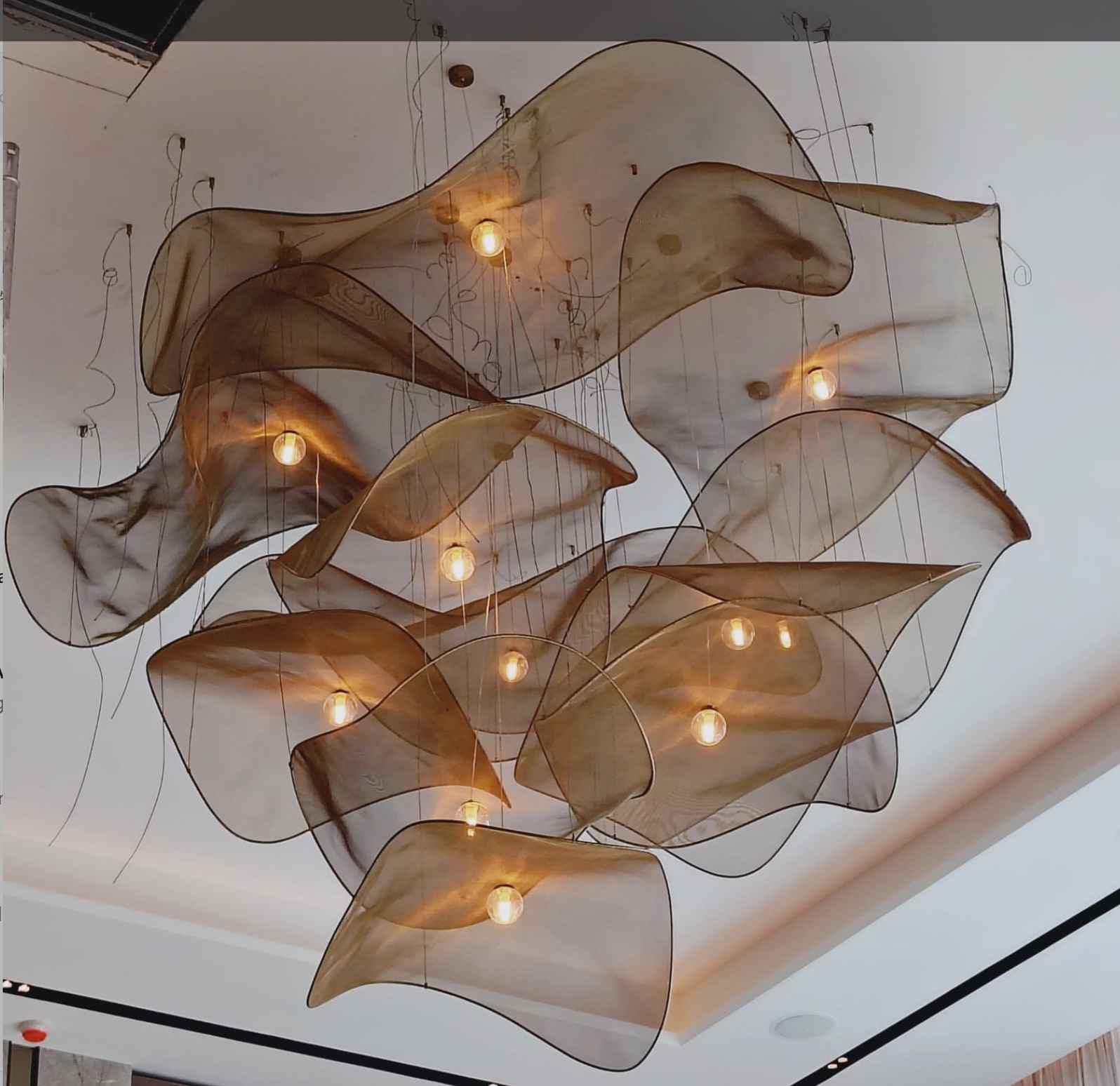 Customized Hotel Lobby Large Lamp Stair Glass Hanging Modern Luxury White Gold Led Chandelier