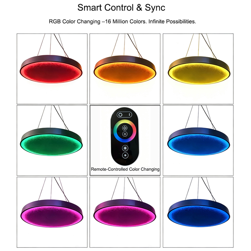 Modern RGB LED Chandelier For Bar Night Clubs Restaurant Atmospheric Decor Smart Color Changing Pendant Light Ceiling Decoration
