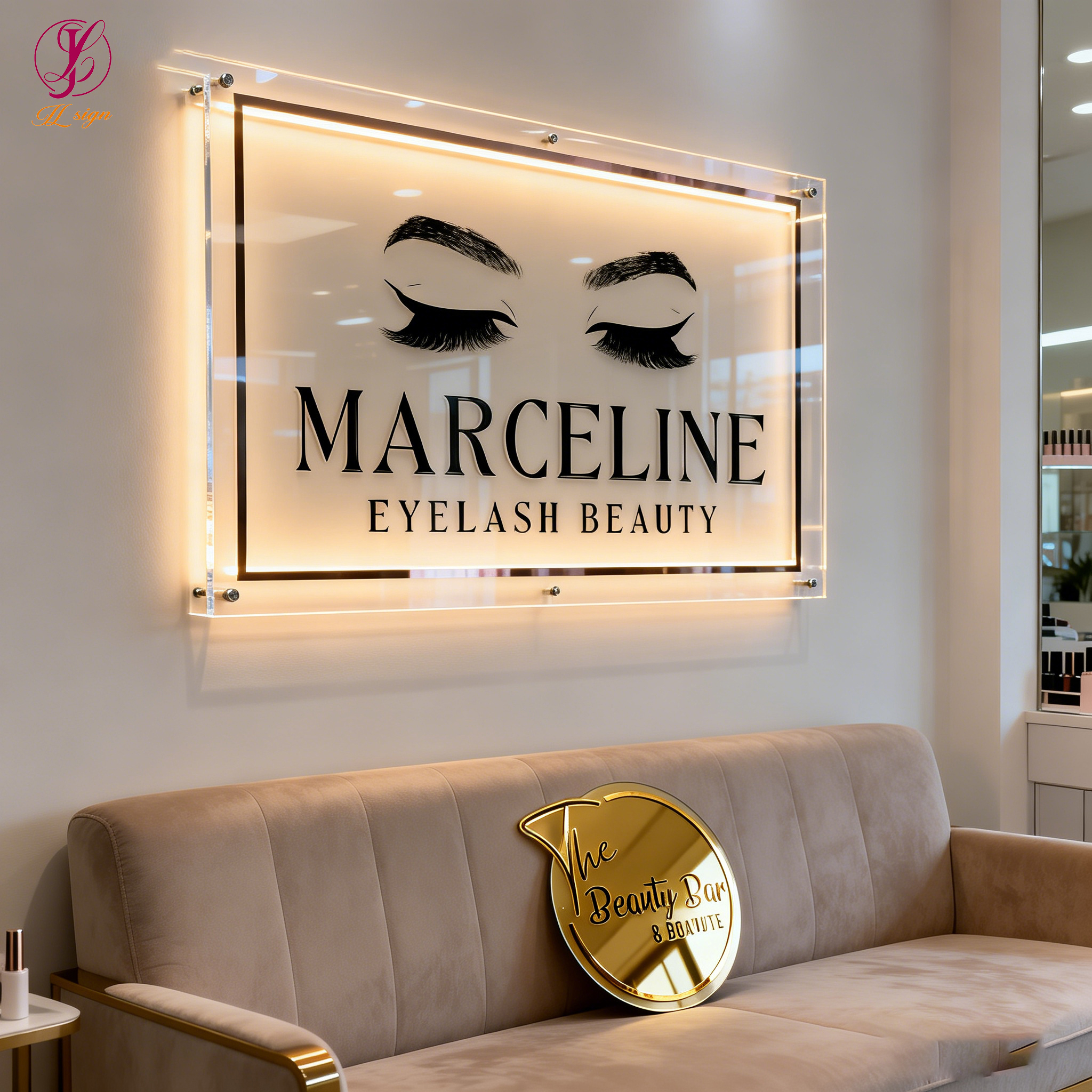 Lash SALON SPA Reception RestRoom Wall Backlit Lighting Sign For Interior Brand Signage Name Logo Neon Lighting Shop Store Decor