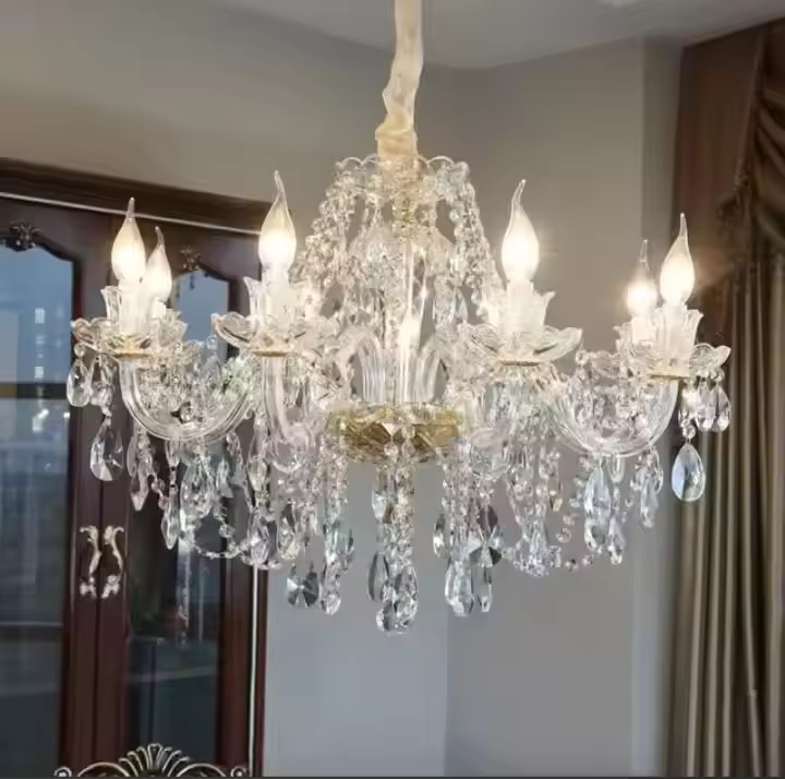 New Villa Decoration Luxurious Glass Crystal Stone Pendant Light Customized Modern Hotel Lobby Chandelier