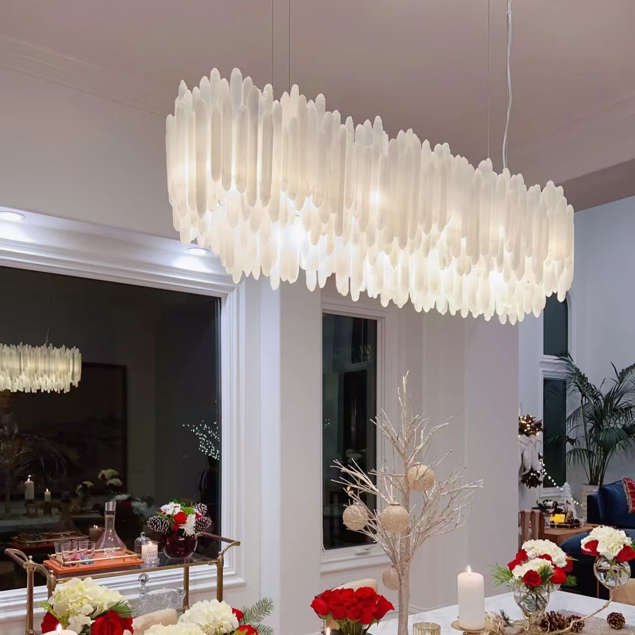Entrance Hall Gypsum Chandeliers Light Fixture White Hotel Home Modern Nordic Led Creative Chandelier