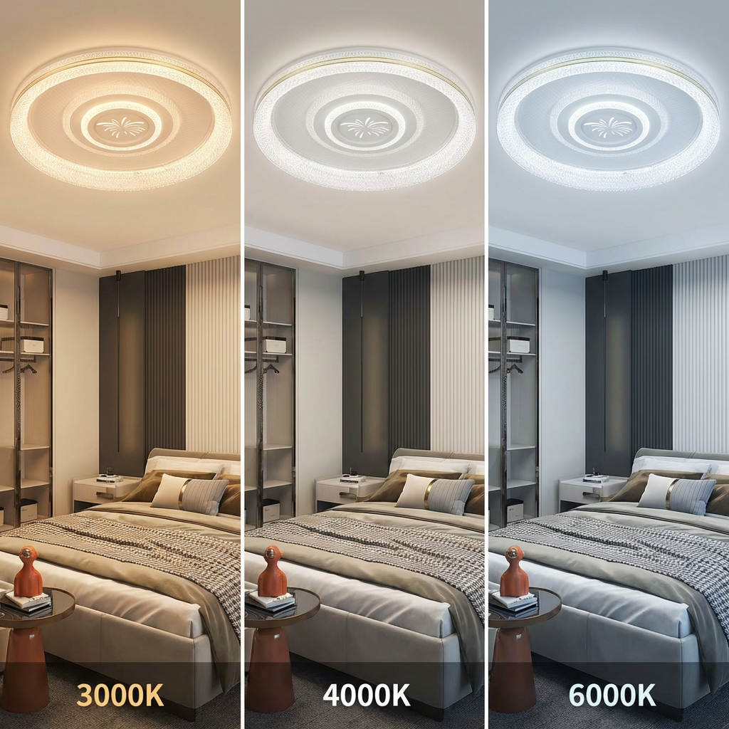 Full Screen LED Flush Mount Light With Stardust Border 450mm Large Circular Ceiling Fixture for Hotel Office Reception Project