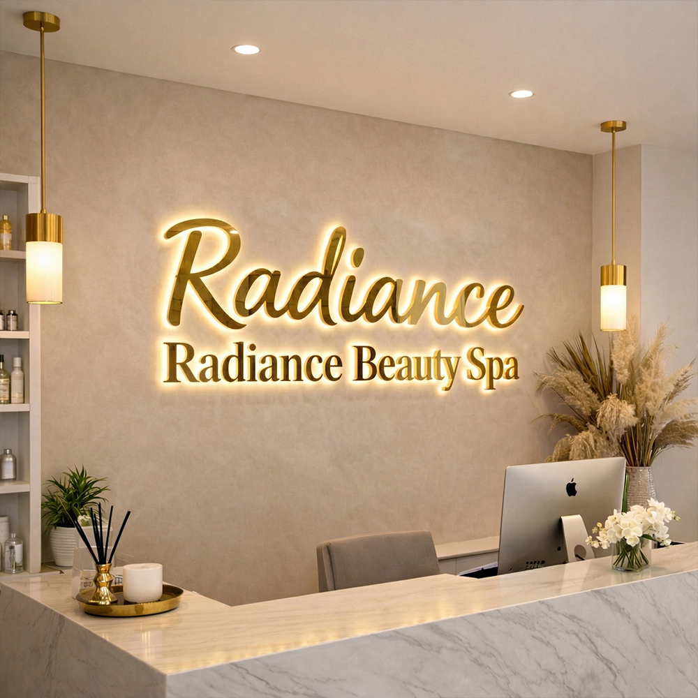 Factory Wholesale Custom Business 3d Backlit Logo Channel Wooden Acrylic Led Letters Sign For Beauty Salon