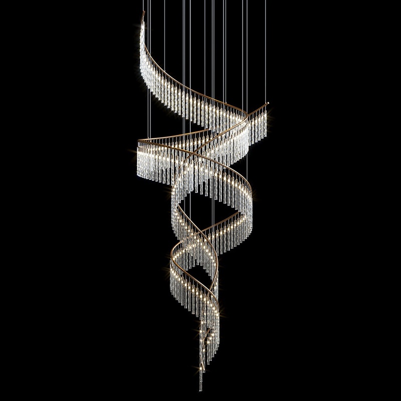 Modern Luxury Crystal Chandelier for Large Spaces 3D Printed Logo Warm White for Hotels Banquet Halls Offices Villas Duplexes AC