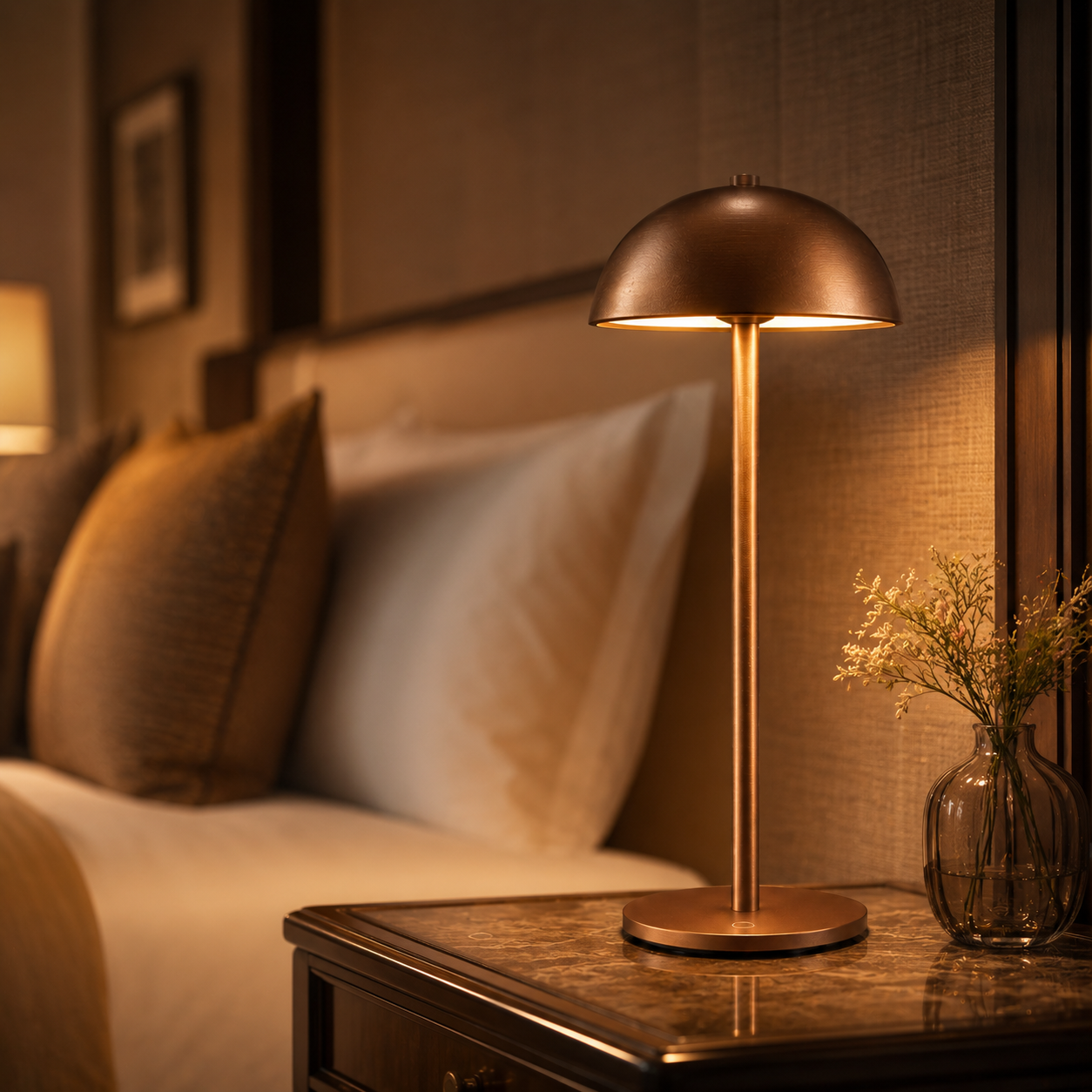 Bar Lounge Cordless Rechargeable LED Ambient Light Touch Control Bronze Metal Decorative For Cocktail Dining Table Lamp