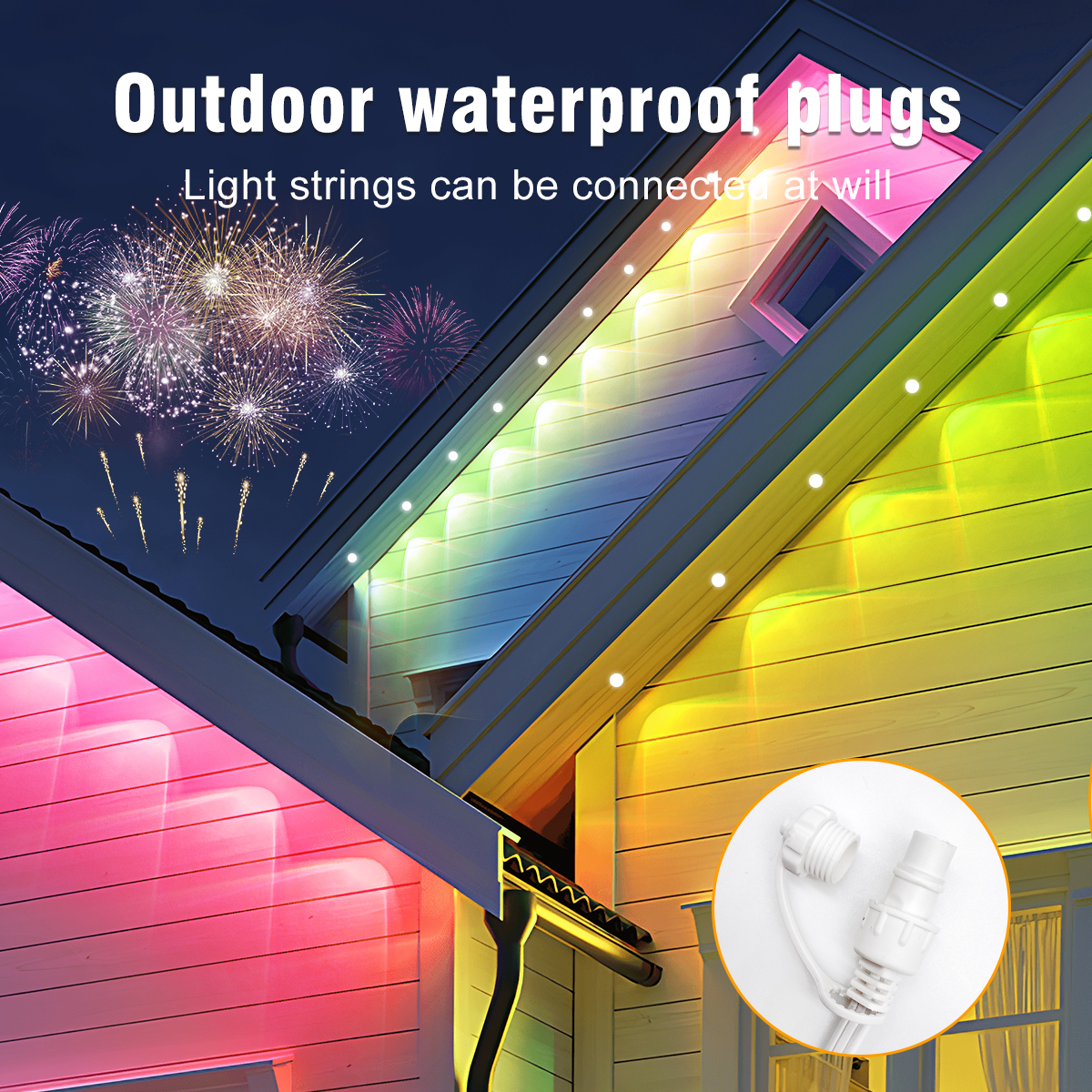 Addressable LED Eave Lights Outdoor IP67 Waterproof Wireless Control Easy Installation Color Changing Facade Roof Wall Christmas