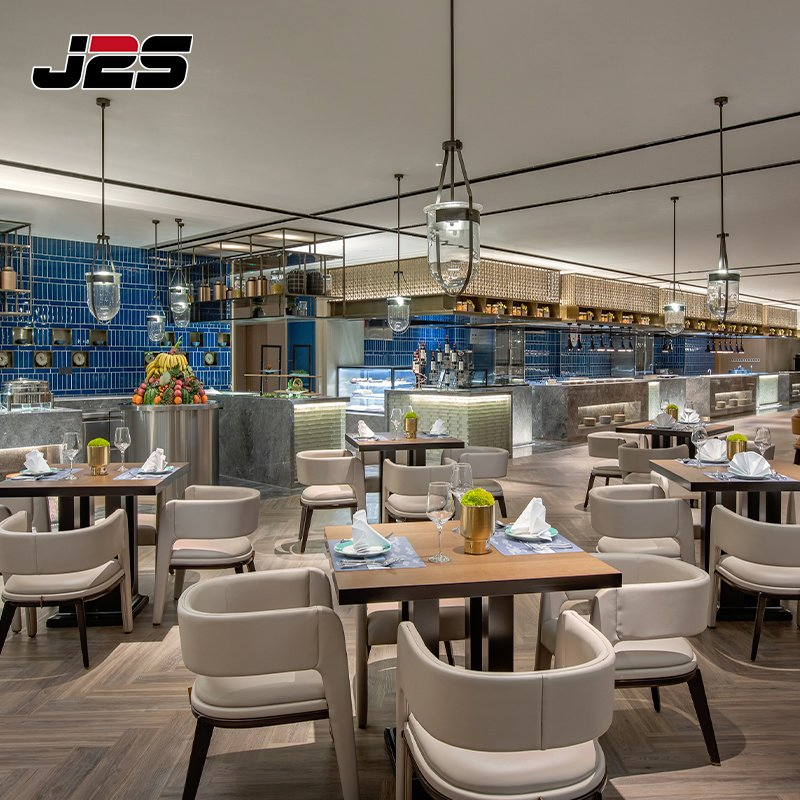 J2s Modern Restaurant Furniture Set Rectangular Tables and Chairs for Hotel Buffet Area