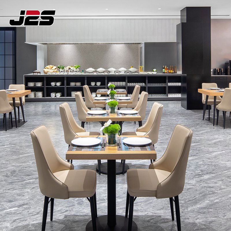J2s Modern Restaurant Furniture Set Rectangular Tables and Chairs for Hotel Buffet Area