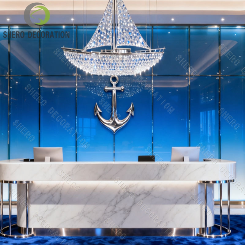 Modern MDF Reception Desk For Beauty Salon Cashier Counter Clothing Store Training Institution LED Light Hotels Office Buildings