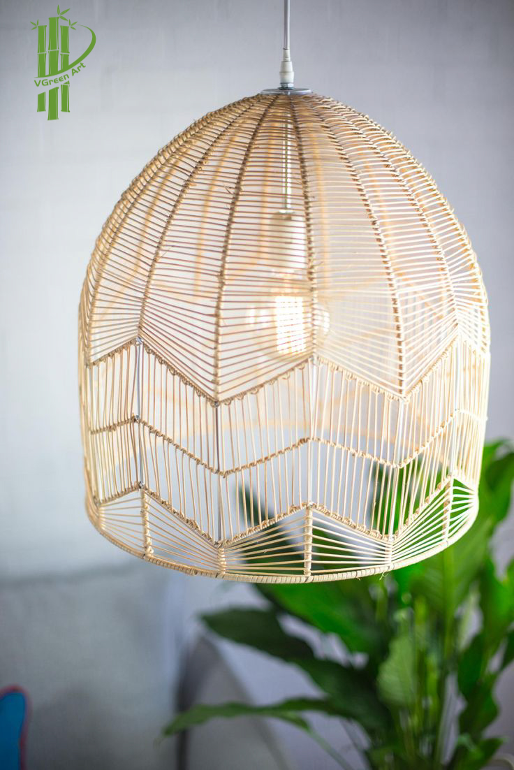 Home Decor Natural Woven Lamp Shade Bamboo Lighting Rattan Wicker Pendant Light 2022