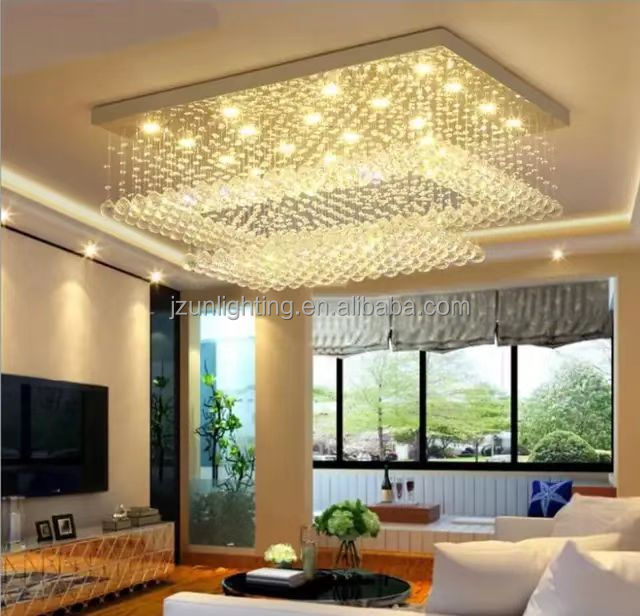 Custom Non-Standard Large Crystal Chandelier Hotel Lobby Lighting With Remote Control