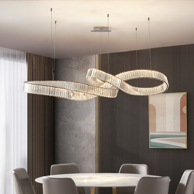 Crystal Luxury Simple Chandelier for Dining Room Villa Duplex Living Room Exhibition Hall Sales Office High-End Pendant Lights