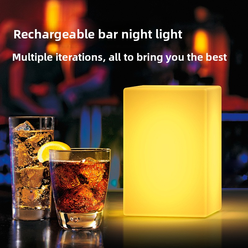 LED Illuminated Cylindrical Lamp Remote Control Creative Outdoor Restaurant Bar Lounge Tabletop Ambiance Light Cafe Decorative