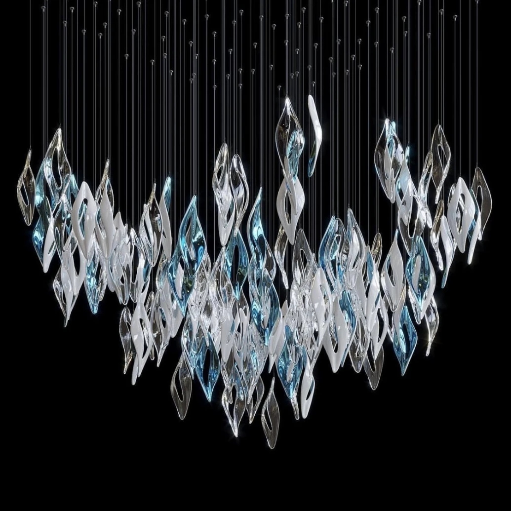Custom Crystal Glass Engineering Chandelier for Indoor Lighting for Hotel Banquet Halls Lounges Bars Villas