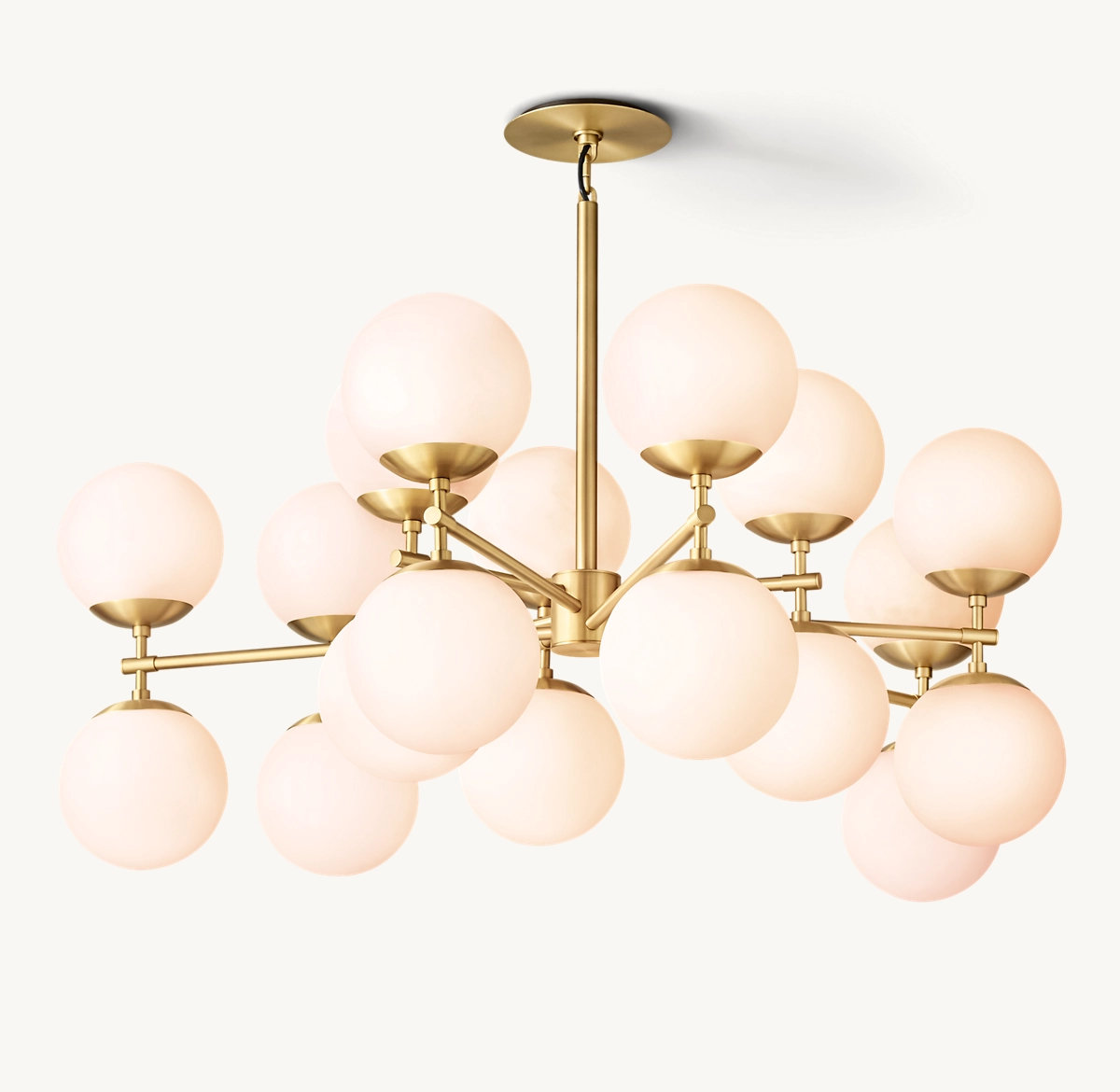 Elegant Brass Material Six-Arm Glass Ball Pendant Light Middle Sizer Lamp for Hotel Mobile Homes Restaurants Offices Room Spaces