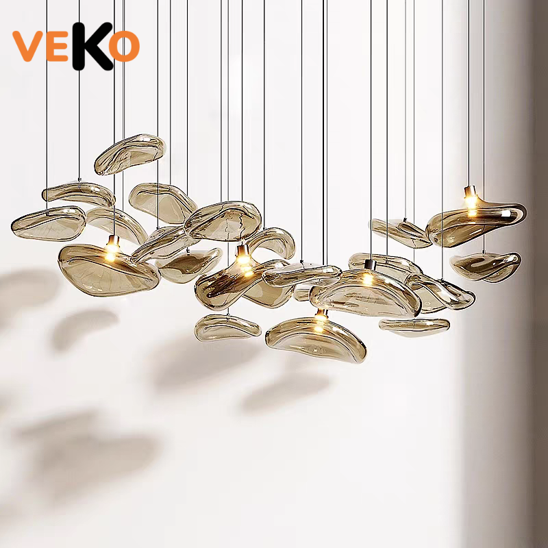 VEKO Modern Chandeliers Pendant Lights Art Glass Hotel Lobby Chandelier Public Airport Project Chandelier