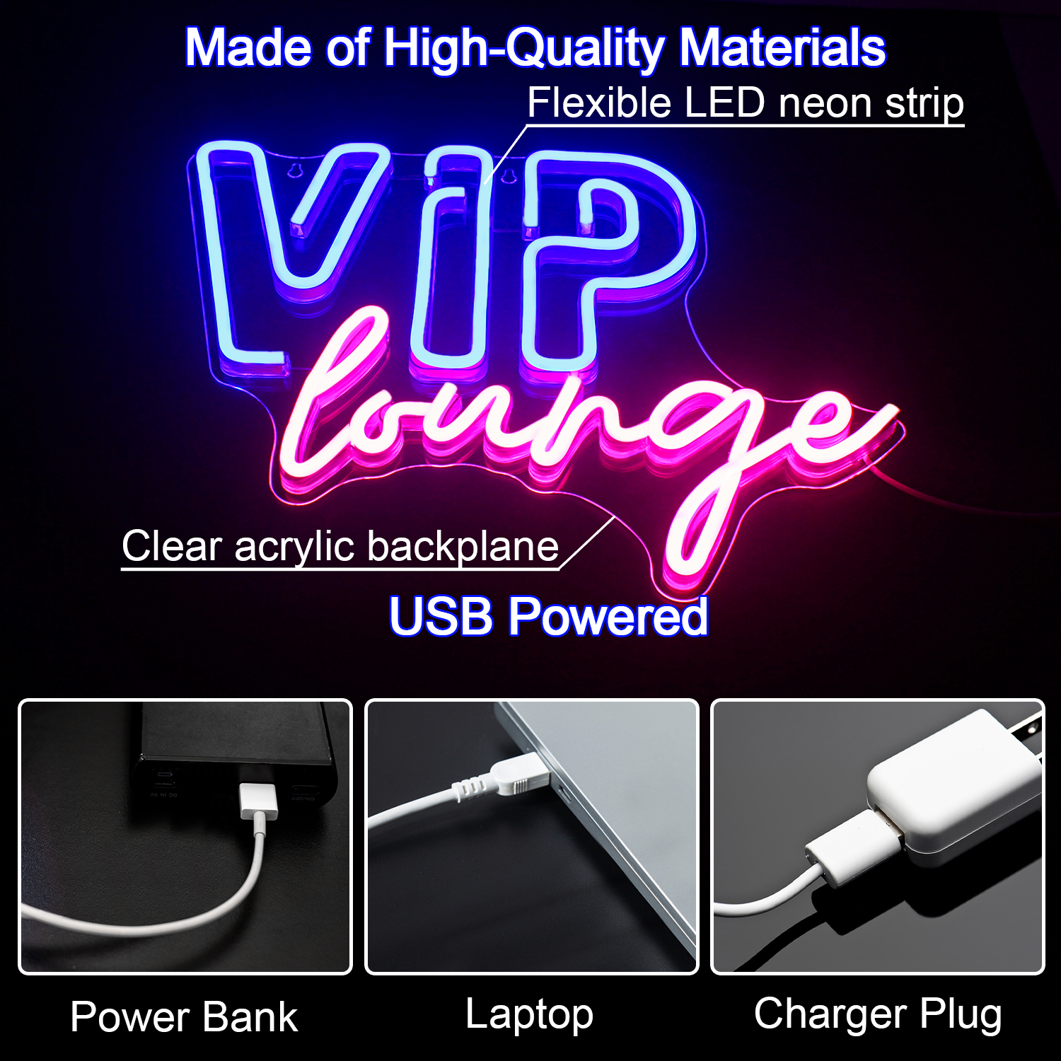 Hot VIP Lounge LED Neon Sign Motif Lights for Club Bar Restaurant Business Wall Decor Landscape Application Neon LED Light