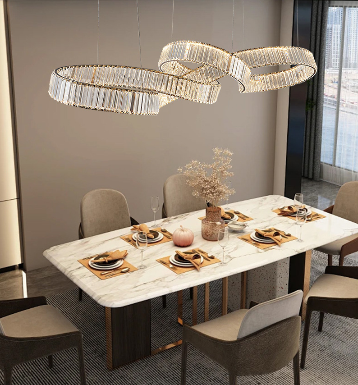 Crystal Luxury Simple Chandelier for Dining Room Villa Duplex Living Room Exhibition Hall Sales Office High-End Pendant Lights