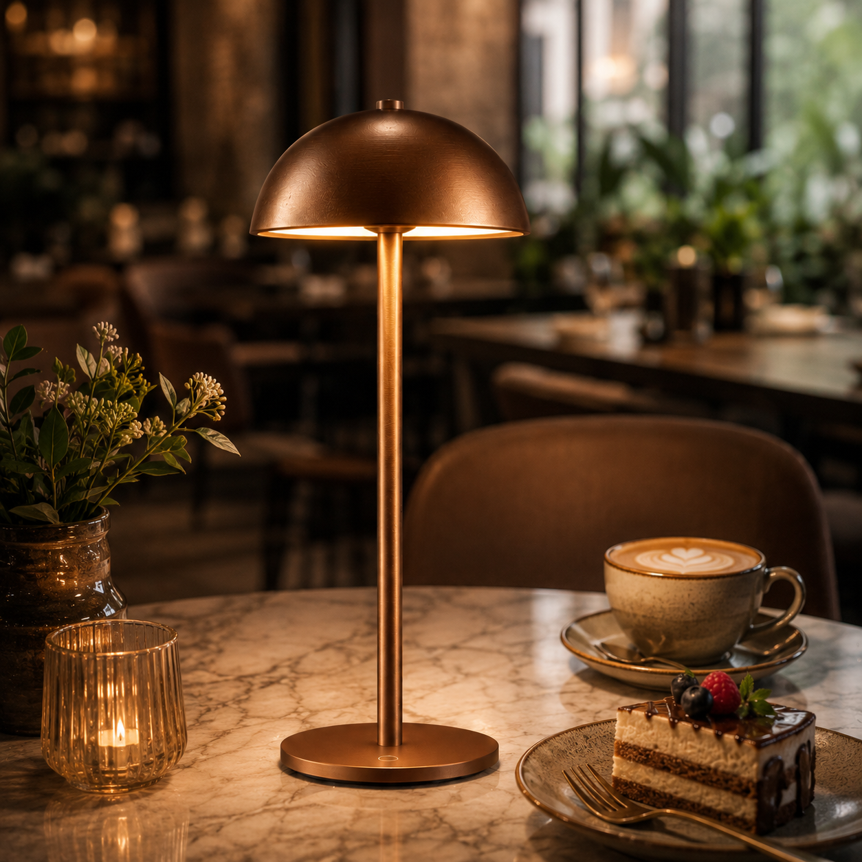 Bar Lounge Cordless Rechargeable LED Ambient Light Touch Control Bronze Metal Decorative For Cocktail Dining Table Lamp