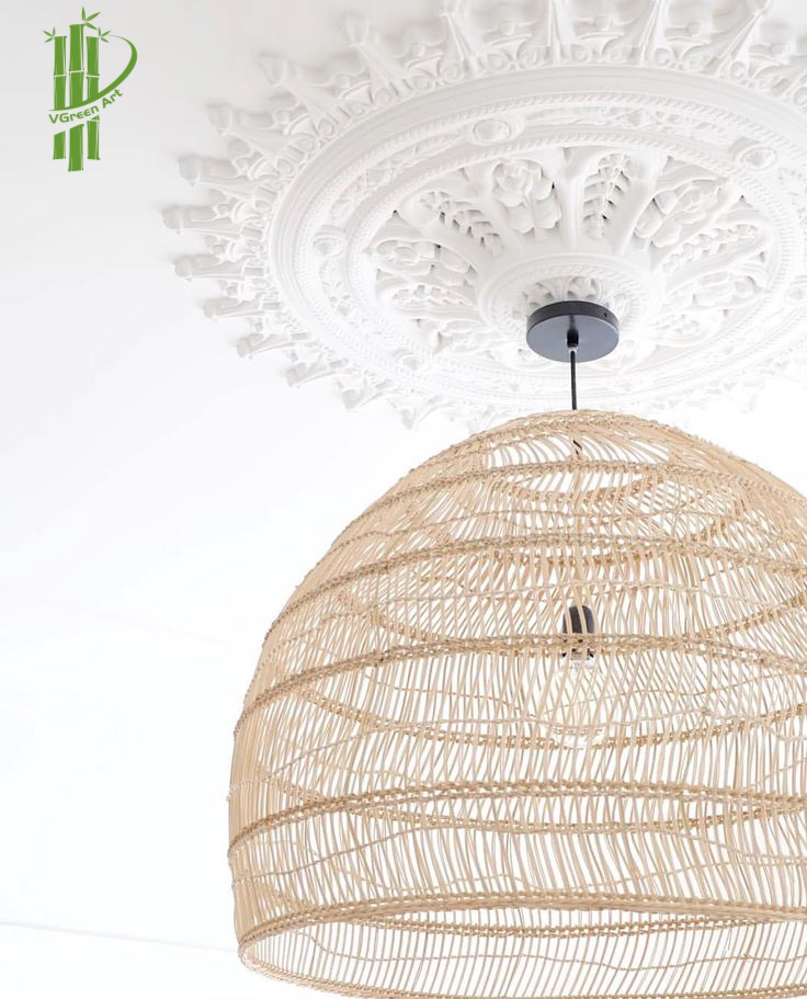 Home Decor Natural Woven Lamp Shade Bamboo Lighting Rattan Wicker Pendant Light 2022