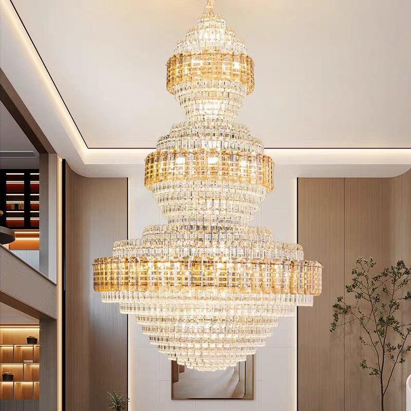 Customized Deluxe Steel Crystal Chandelier for Hotel Lobby Modern Large Crystal Chandelier for Villa Duplex Living Home Office