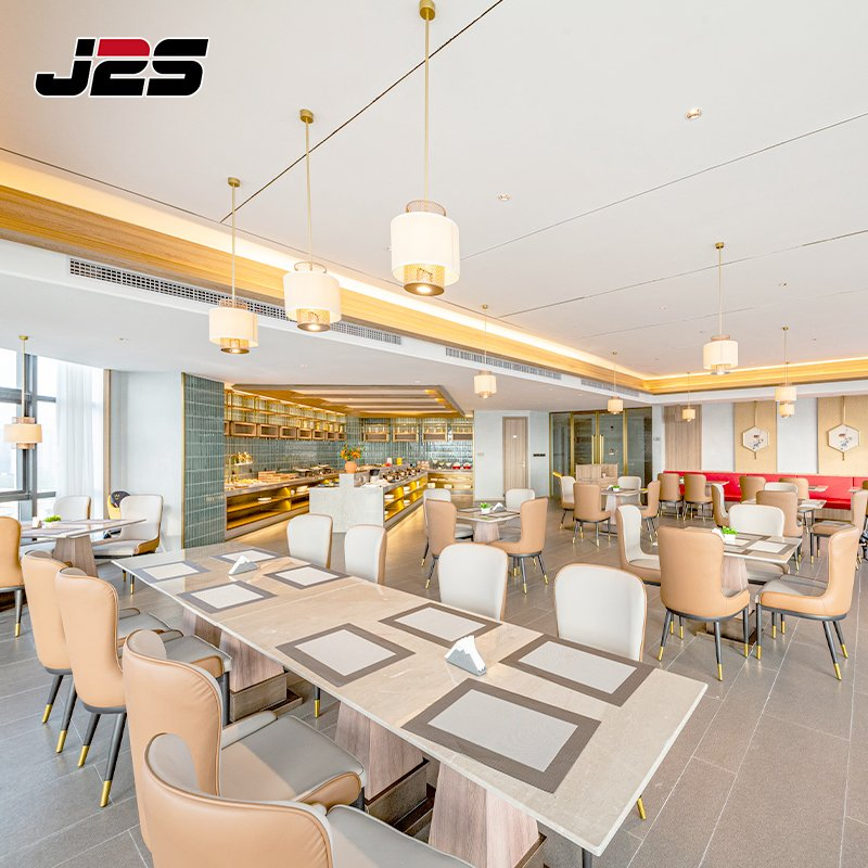 Premium Commercial Restaurant Furniture Metal Leg Chair Marble Buffet Counter Rectangular Table VIP Hotel Lounge Area