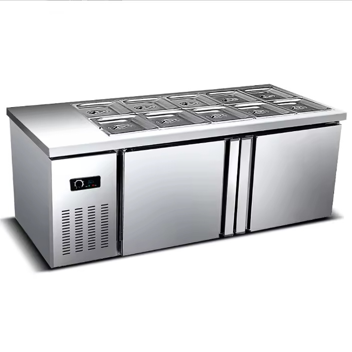 Commercial Stainless Steel Salad Bar Refrigerator for Buffet Area