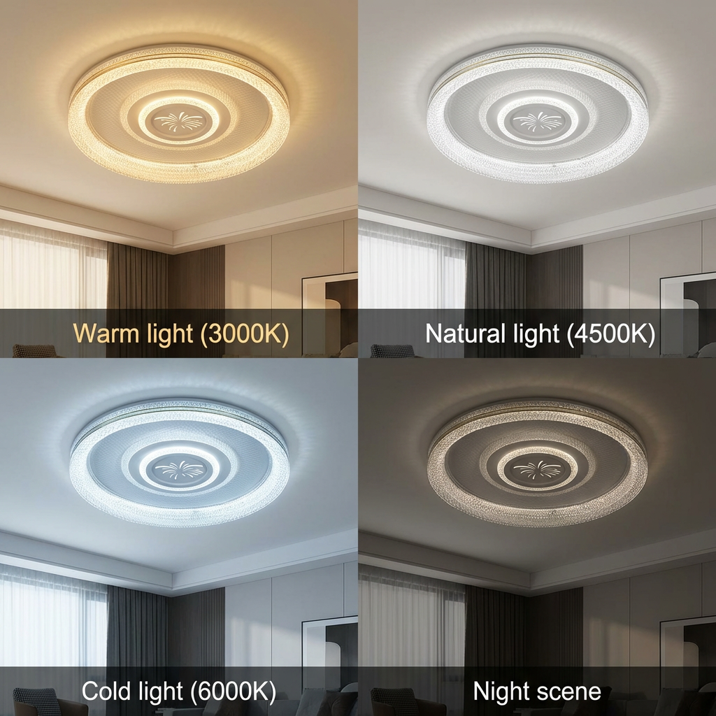 Full Screen LED Flush Mount Light With Stardust Border 450mm Large Circular Ceiling Fixture for Hotel Office Reception Project